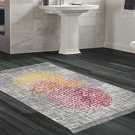 Dekoreko Kaymaz Taban Djt Banyo Halısı Yıldız Deri Saçaklı Modern E4052