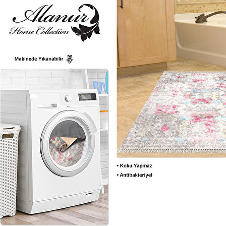 Dekoreko Kaymaz Taban Djt Banyo Halısı Yıldız Deri Saçaklı Modern F5138