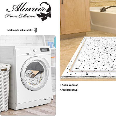 Dekoreko Kaymaz Taban Djt Banyo Halısı Yıldız Deri Saçaklı Modern M12366