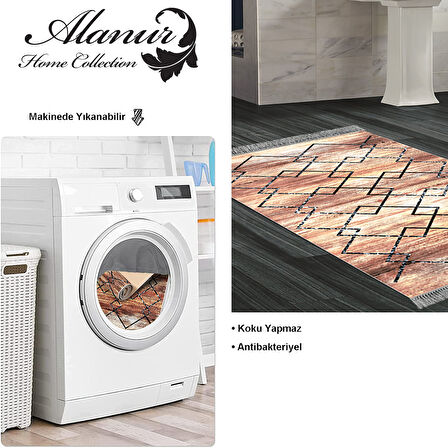 Dekoreko Kaymaz Taban Djt Banyo Halısı Yıldız Deri Saçaklı Modern M5006