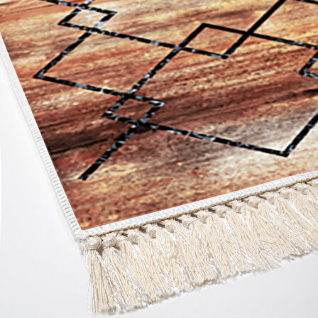 Dekoreko Kaymaz Taban Djt Banyo Halısı Yıldız Deri Saçaklı Modern M5006