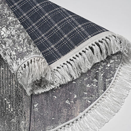 Alanur Home Yılbaşına Özel Pamuk Dijital Yıkanabilir Yuvarlak Halı Chr1M