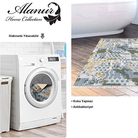 Dekoreko Kaymaz Taban Djt Banyo Halısı Yıldız Deri Saçaklı Modern M5015