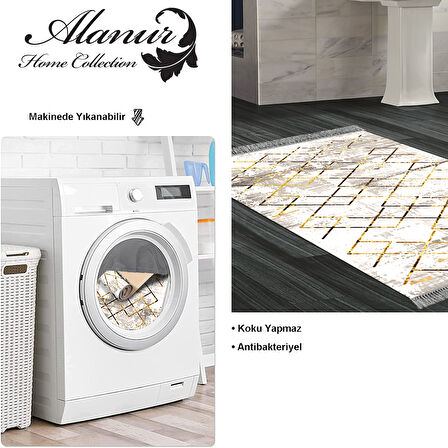 Dekoreko Kaymaz Taban Djt Banyo Halısı Yıldız Deri Saçaklı Modern M5026