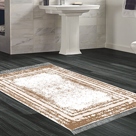 Dekoreko Kaymaz Taban Djt Banyo Halısı Yıldız Deri Saçaklı Modern M5132