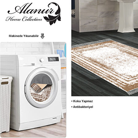 Dekoreko Kaymaz Taban Djt Banyo Halısı Yıldız Deri Saçaklı Modern M5132
