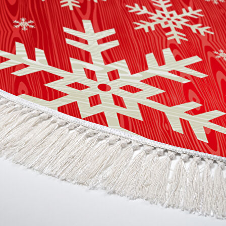 Alanur Home Yılbaşına Özel Keçe Dijital Yıkanabilir Yuvarlak Halı Chr11M