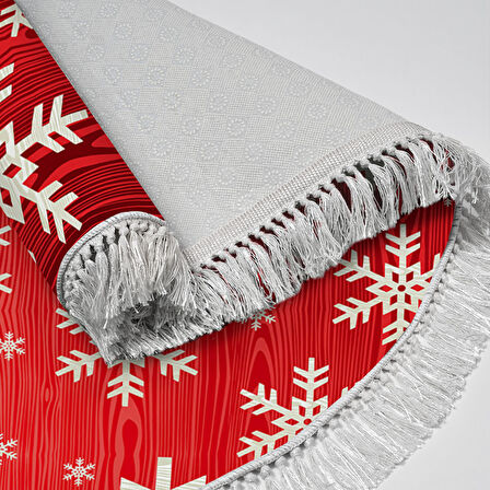 Alanur Home Yılbaşına Özel Keçe Dijital Yıkanabilir Yuvarlak Halı Chr11M