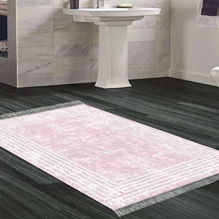 Dekoreko Kaymaz Taban Djt Banyo Halısı Yıldız Deri Saçaklı Modern M5142