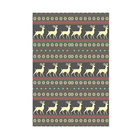 Alanur Home Yılbaşına Özel Keçe Dijital Yıkanabilir Halı Chr2M