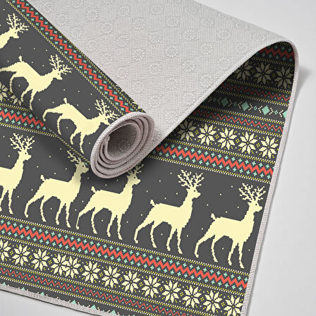 Alanur Home Yılbaşına Özel Keçe Dijital Yıkanabilir Halı Chr2M