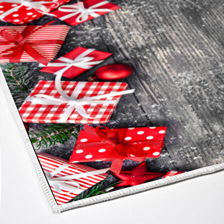 Alanur Home Yılbaşına Özel Keçe Dijital Yıkanabilir Halı Chr1M