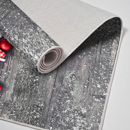 Alanur Home Yılbaşına Özel Keçe Dijital Yıkanabilir Halı Chr1M