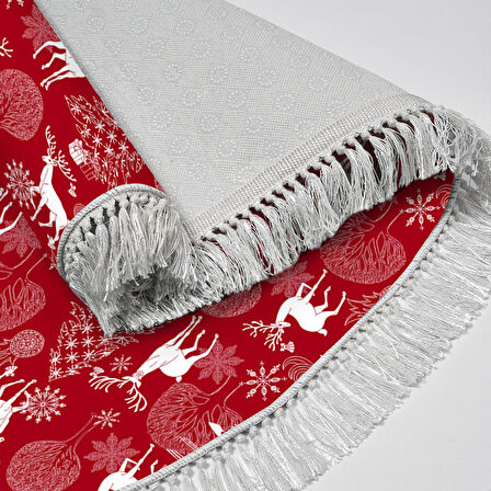 Alanur Home Yılbaşına Özel Keçe Dijital Yıkanabilir Oval Halı Chr3M