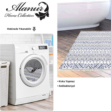 Dekoreko Kaymaz Taban Djt Banyo Halısı Star Pamuk Saçaklı İskandinav F5082