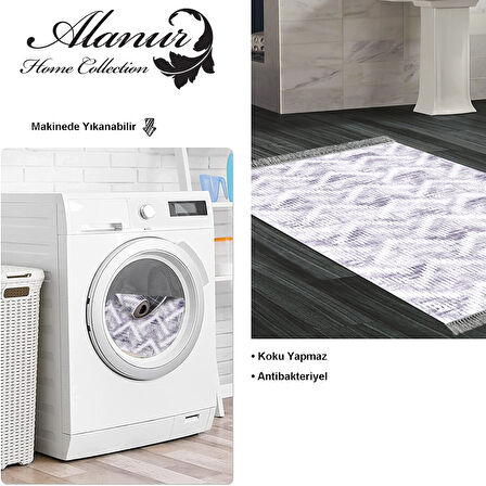 Dekoreko Kaymaz Taban Djt Banyo Halısı Star Pamuk Saçaklı İskandinav F5124