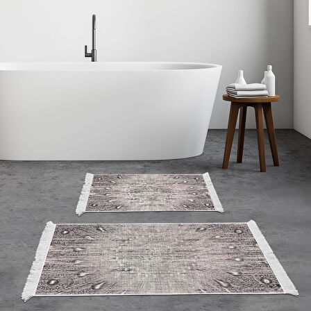 Eko Trend Djt 2 Li Yıkanabilir Kaymaz Taban Banyo Paspas Klozet Takımı 743 Modern