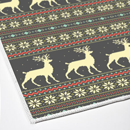 Alanur Home Yılbaşına Özel Pamuk Dijital Yıkanabilir Halı Chr2M