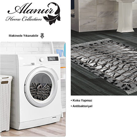 Dekoreko Kaymaz Taban Djt Banyo Halısı Star Pamuk Saçaklı Modern 1906