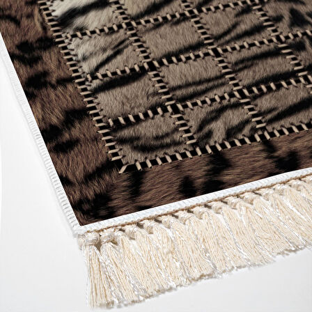 Dekoreko Kaymaz Taban Djt Banyo Halısı Star Pamuk Saçaklı Modern 1906