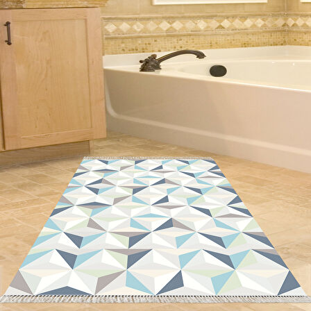 Dekoreko Kaymaz Taban Djt Banyo Halısı Star Pamuk Saçaklı Modern 1944