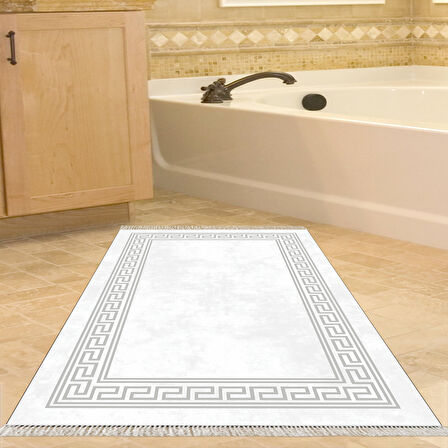 Dekoreko Kaymaz Taban Djt Banyo Halısı Star Pamuk Saçaklı Modern 626M