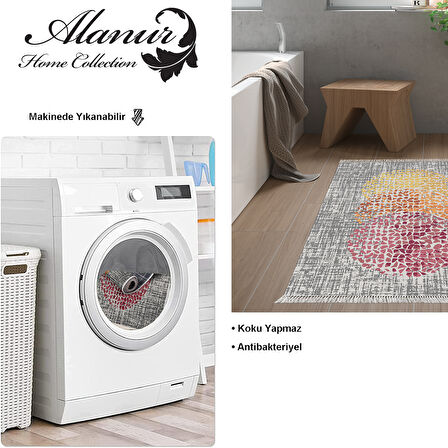 Dekoreko Kaymaz Taban Djt Banyo Halısı Star Pamuk Saçaklı Modern E4052