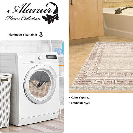 Dekoreko Kaymaz Taban Djt Banyo Halısı Star Pamuk Saçaklı Modern F5036