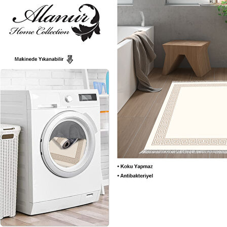 Dekoreko Kaymaz Taban Djt Banyo Halısı Star Pamuk Saçaklı Modern Kt493