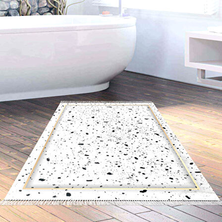 Dekoreko Kaymaz Taban Djt Banyo Halısı Star Pamuk Saçaklı Modern M12366
