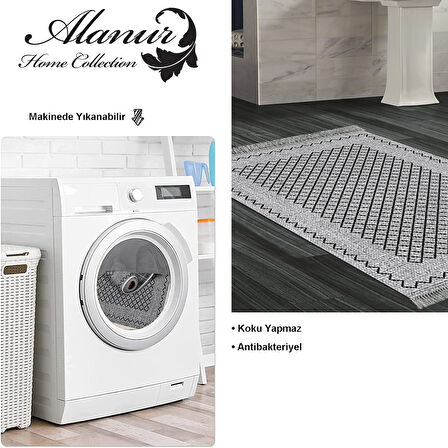 Dekoreko Kaymaz Taban Djt Banyo Halısı Star Pamuk Saçaklı Modern M5001