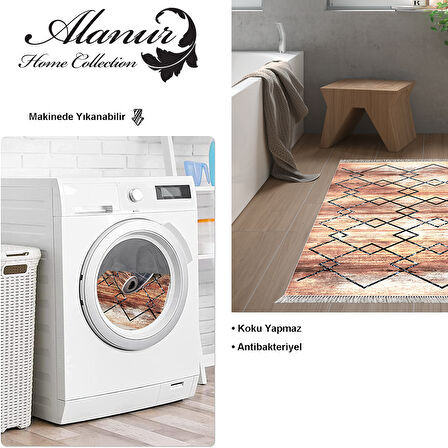 Dekoreko Kaymaz Taban Djt Banyo Halısı Star Pamuk Saçaklı Modern M5006