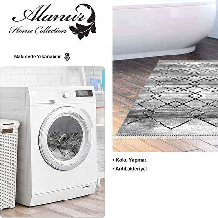 Dekoreko Kaymaz Taban Djt Banyo Halısı Star Pamuk Saçaklı Modern M5006
