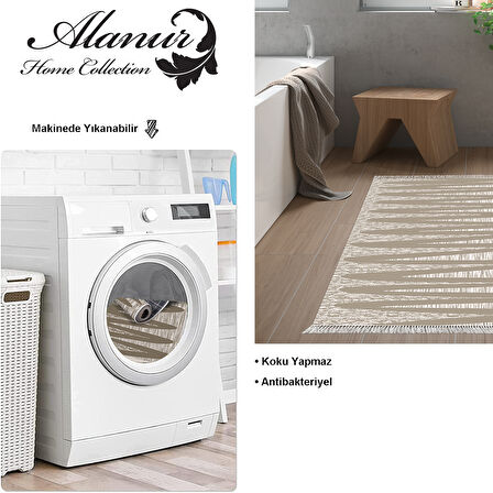 Dekoreko Kaymaz Taban Djt Banyo Halısı Star Pamuk Saçaklı Modern M5045