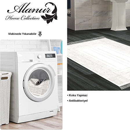Dekoreko Kaymaz Taban Djt Banyo Halısı Star Pamuk Saçaklı Modern M5076