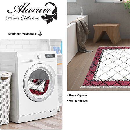 Dekoreko Kaymaz Taban Djt Banyo Halısı Star Pamuk Saçaklı Modern M5129