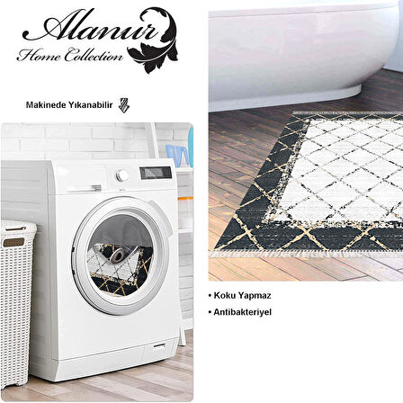 Dekoreko Kaymaz Taban Djt Banyo Halısı Star Pamuk Saçaklı Modern M5129