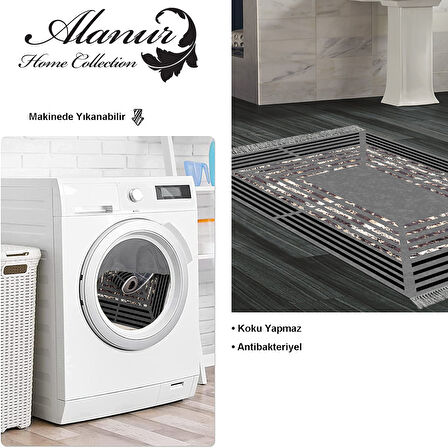 Dekoreko Kaymaz Taban Djt Banyo Halısı Star Pamuk Saçaklı Modern M5132