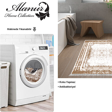 Dekoreko Kaymaz Taban Djt Banyo Halısı Star Pamuk Saçaklı Modern M5132