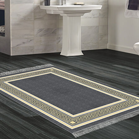 Dekoreko Kaymaz Taban Djt Banyo Halısı Star Pamuk Saçaklı Modern M5140