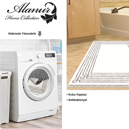 Dekoreko Kaymaz Taban Djt Banyo Halısı Star Pamuk Saçaklı Modern M5142