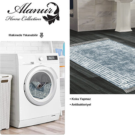 Dekoreko Kaymaz Taban Djt Banyo Halısı Star Pamuk Saçaklı Modern M5142