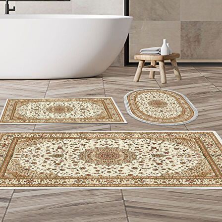 Eko Trend Djt 3 Lü Yıkanabilir Kaymaz Taban Banyo Paspas Seti P1372 Osmanli