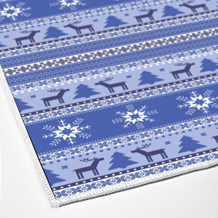 Alanur Home Yılbaşına Özel Pamuk Dijital Yıkanabilir Halı Chr9M