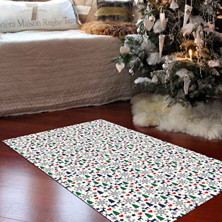 Alanur Home Yılbaşına Özel Keçe Dijital Yıkanabilir Halı Chr10M