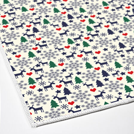 Alanur Home Yılbaşına Özel Keçe Dijital Yıkanabilir Halı Chr10M