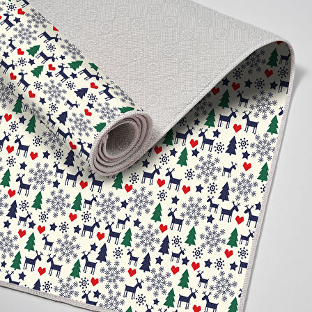 Alanur Home Yılbaşına Özel Keçe Dijital Yıkanabilir Halı Chr10M