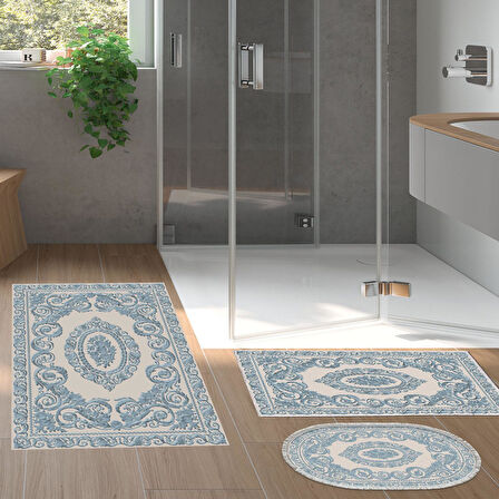 Eko Trend Djt 3 Lü Yıkanabilir Kaymaz Taban Banyo Paspas Seti 747 Klasik