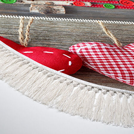 Alanur Home Yılbaşına Özel Pamuk Dijital Yıkanabilir Oval Halı Chr14M