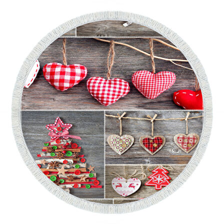 Alanur Home Yılbaşına Özel Keçe Dijital Yıkanabilir Yuvarlak Halı Chr14M